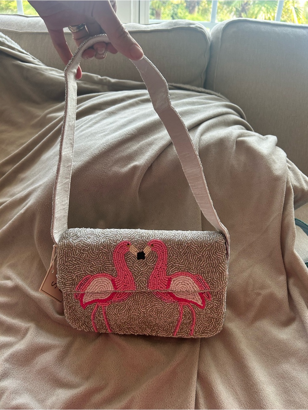NWT SOL and MER flamingo 🦩 beaded handbag!
